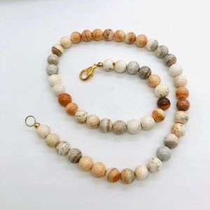 Modern Vintage Jasper Stone Bead Necklace